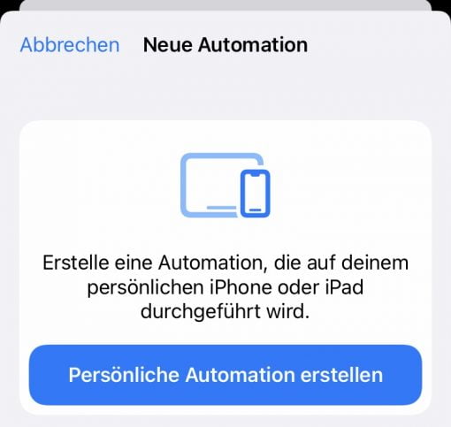 iOS neue Automation
