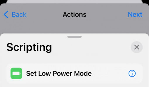 Shorcut Automation iOS Low Power mode