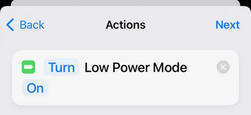 Shorcut Automation iOS power mode options