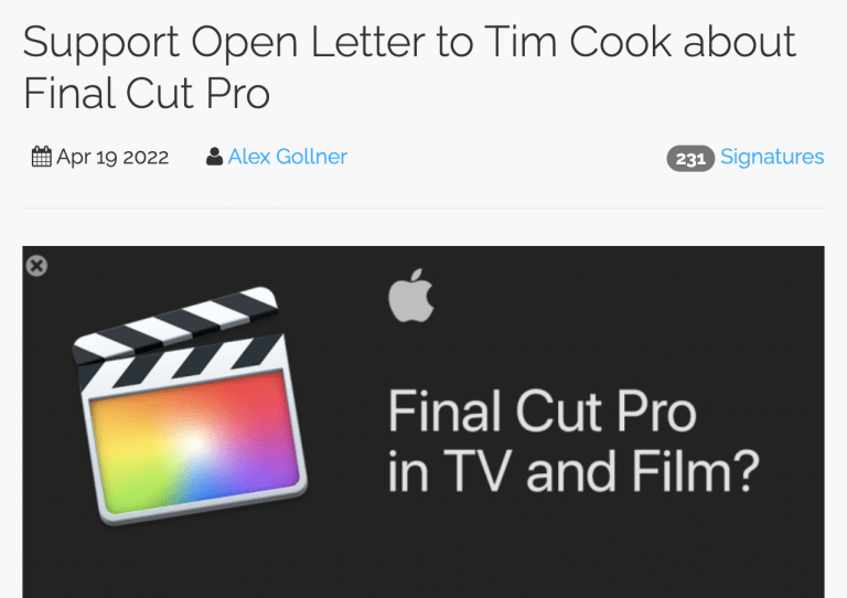 Final Cut Pro: Filmschaffende mit offenem Brief an Tim Cook
