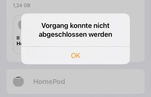 HomePod Der Vorgang konnte nicht abgeschlossen werden