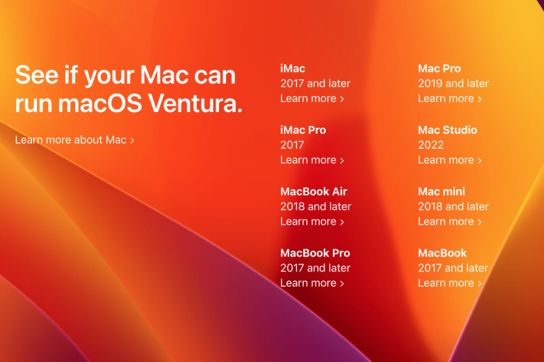 macOS 13 Ventura nur für Macs ab 2017