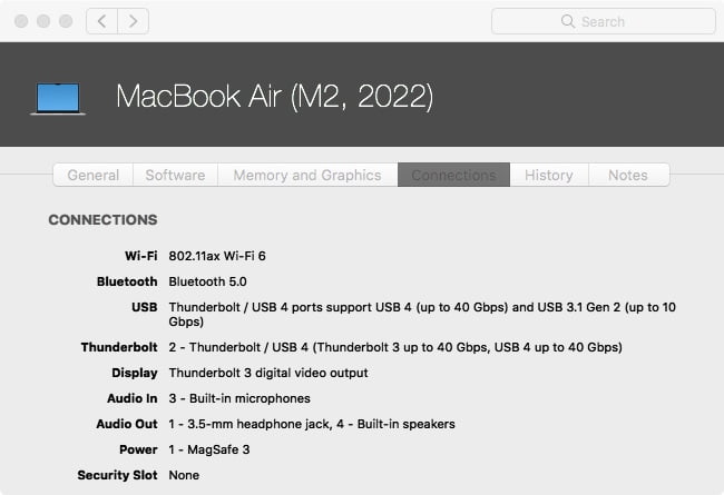 MacBook Air M2 Mactracker