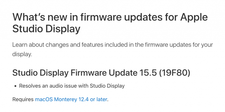 Tonprobleme? Studio Display Firmware Update 15.5