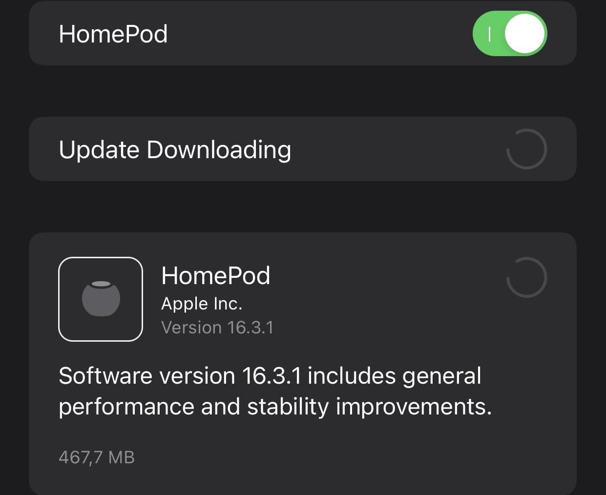homepod 16.3.1